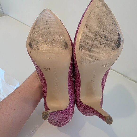 BCBGeneration Pink Woven Stiletto Heels 👠 Size 7 - Picture 6 of 14